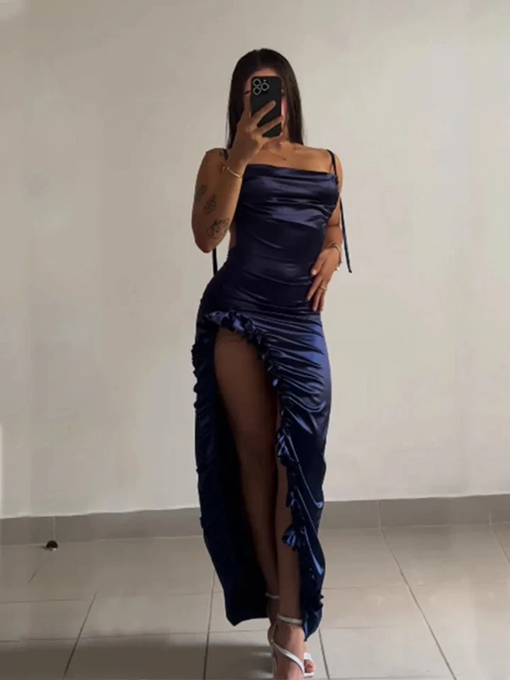 Sexy Ruffles Slit Prom Dress Party Dress DP182