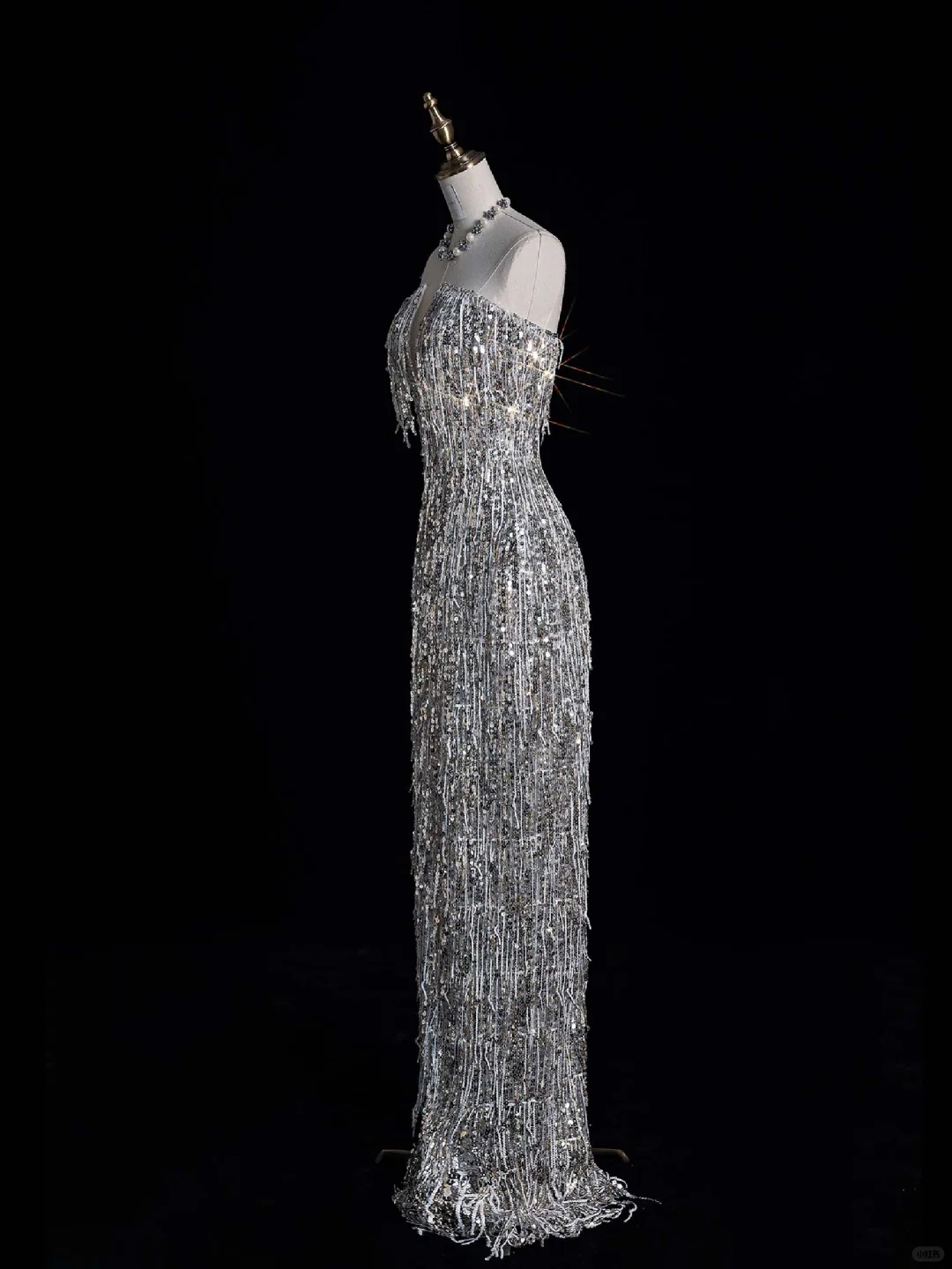 Shiny Sheath Strapless Silver Sequin Long Prom Dress Evening Dress DP2094
