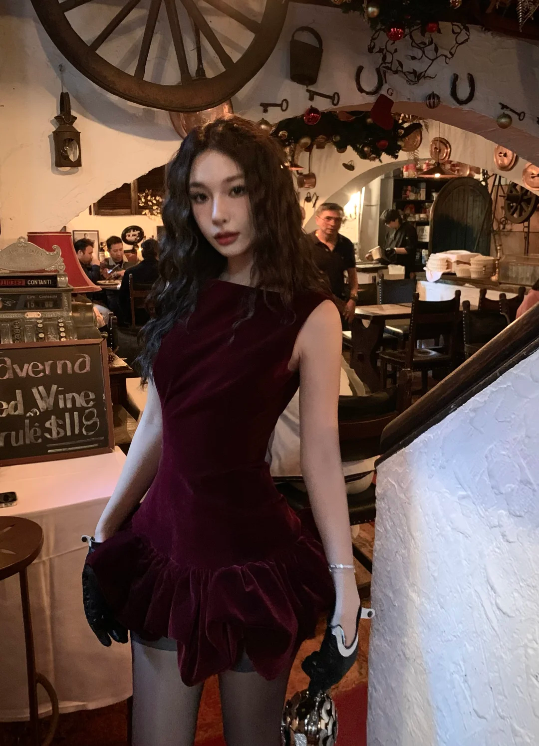 Dark Burgundy Sexy A Line Velvet Short Backless Homecoming Dress Cocktail Dress DP2716