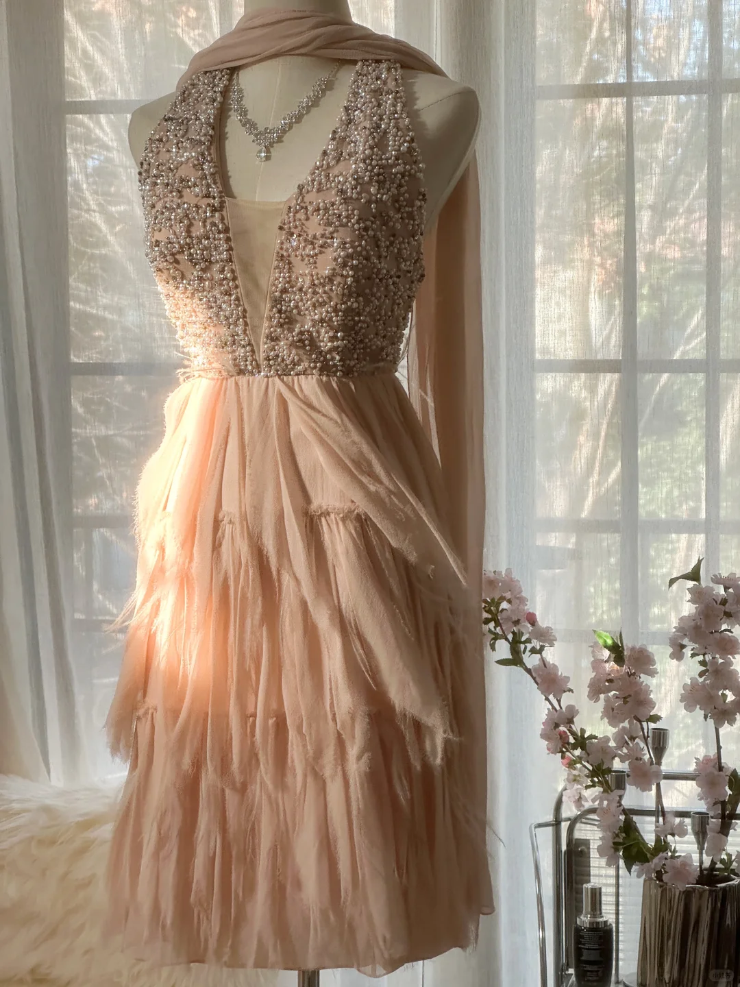 Gorgeous A Line Halter Beaded Chiffon Short Homecoming Dress Cocktail Dress DP2476