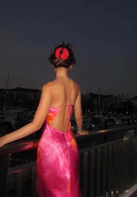 Sexy Sheath Spaghetti Straps Print Floral Open Back Evening Dress Outfits DP1368