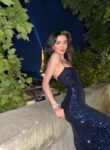 Navy Blue Sheath Spaghetti Strap Sequin Prom Dress Formal Dress with Slit DP3499