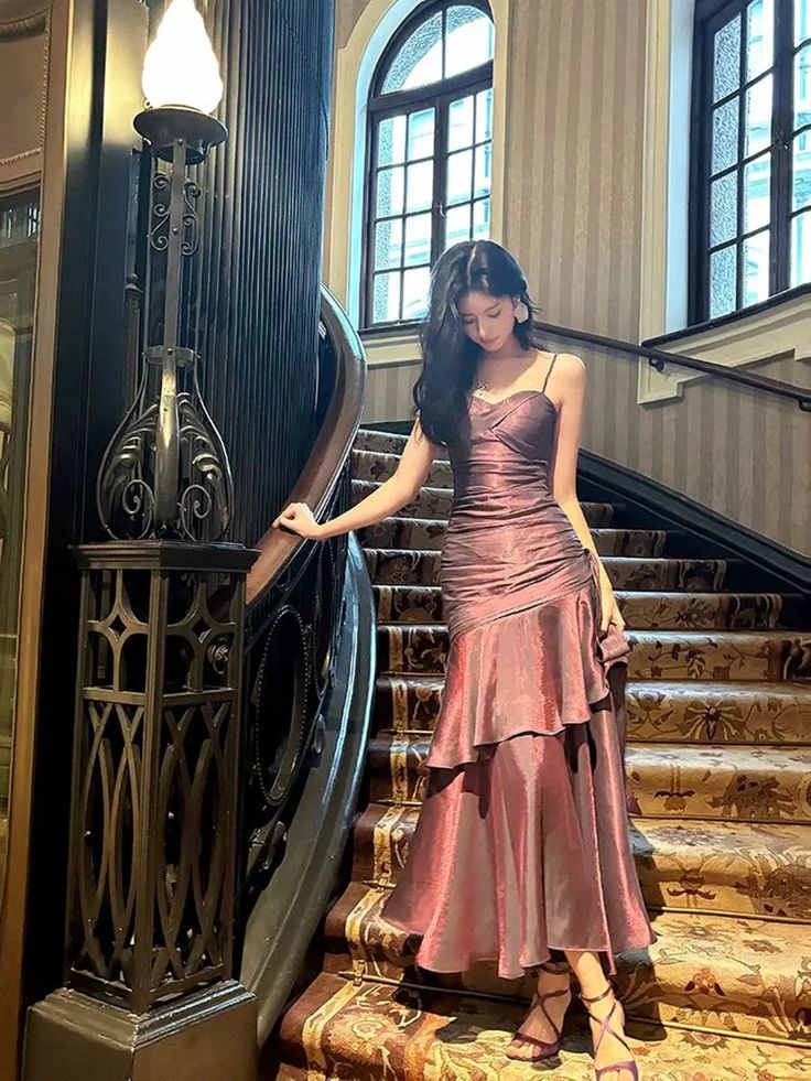 Purple Mermaid Spaghetti Straps Long Prom Dresses Birthday Party Dress Evening Gowns DP4239