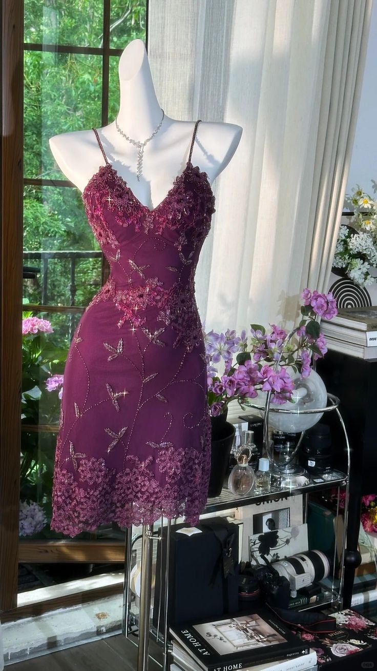 Dark Purple Beaded Sequin Lace Chiffon Prom Dress Date Dress Homecoming Dress DP2907