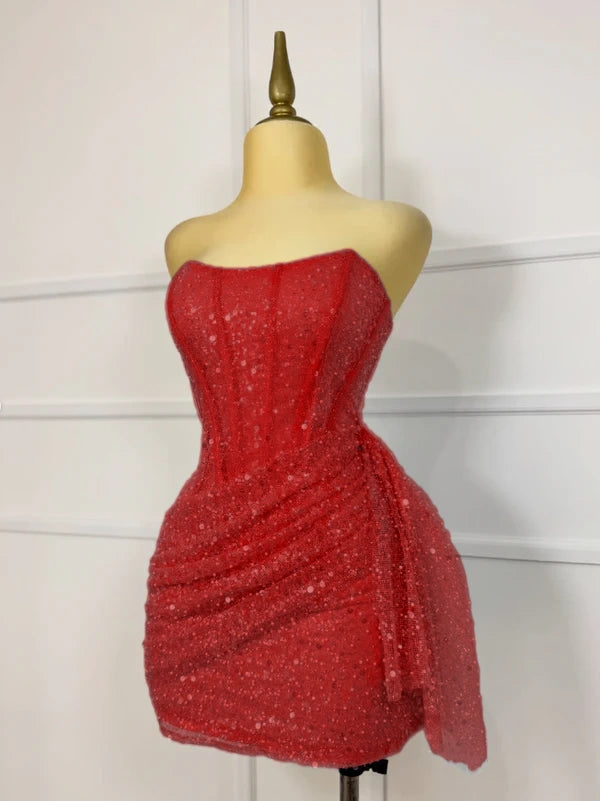 Gorgeous Pink Sequins Short Bodycon Dress Homecoming Dress DP562