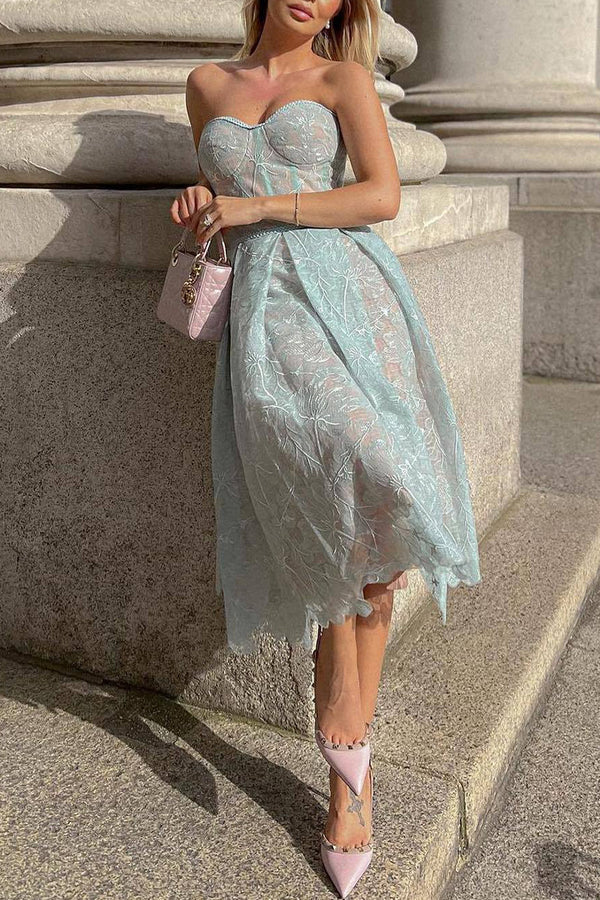 Cute A Line Sweetheart Neck Corset Floral Lace Tulle Homecoming Dress Birthday Dress DP1931