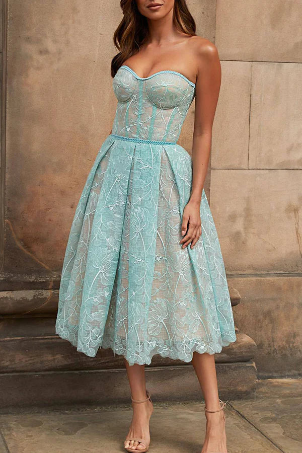 Cute A Line Sweetheart Neck Corset Floral Lace Tulle Homecoming Dress Birthday Dress DP1931