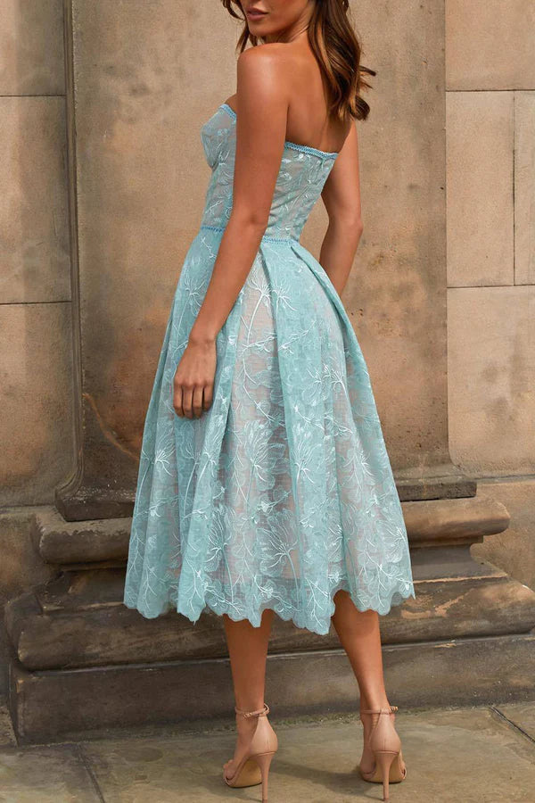 Cute A Line Sweetheart Neck Corset Floral Lace Tulle Homecoming Dress Birthday Dress DP1931