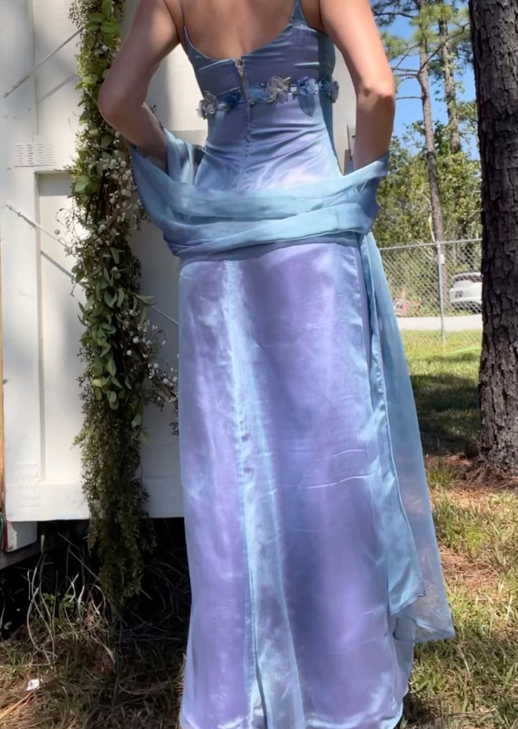 Gentle A Line Spaghetti Strap Flower Chiffon Prom Dress Evening Dress DP2240