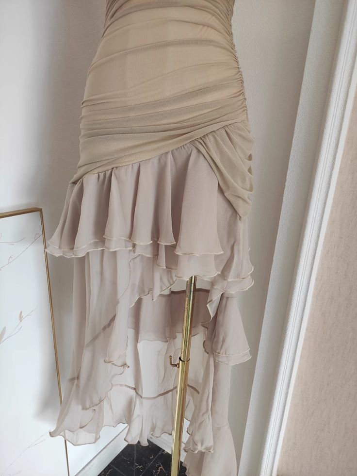 Sexy High Low Strapless Ruffled Chiffon Tulle Vacation Dress DP1454