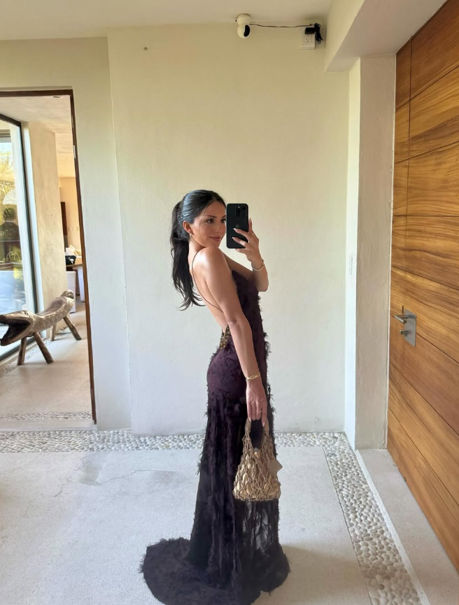 Sexy Brown Bead Sheath Chiffon Long Date Dress Party Dress Evening Dress DP3085