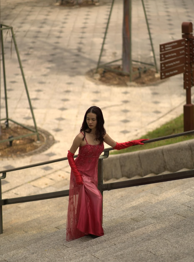 Elegant A Line Spaghetti Strap Beaded Red Ombre Tulle Satin Prom Dress Evening Dress DP2234