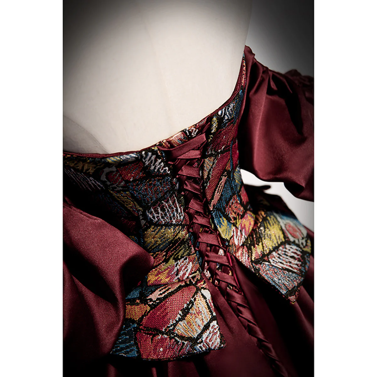 Vintage Burgundy Satin Off Shoulder Evening Dress Long Prom Dress DP219
