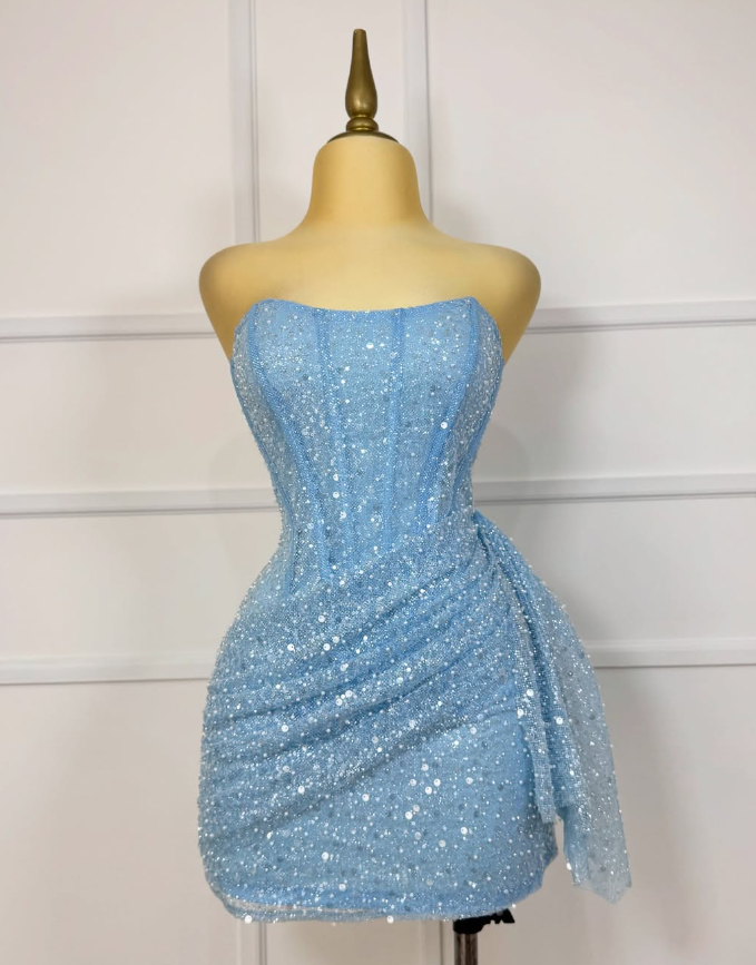 Gorgeous Pink Sequins Short Bodycon Dress Homecoming Dress DP562
