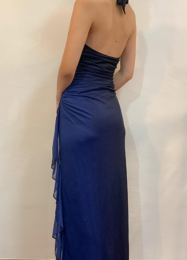Sexy Sheath Halter Tulle Open Back Long Prom Dress Evening Party Dress DP1370
