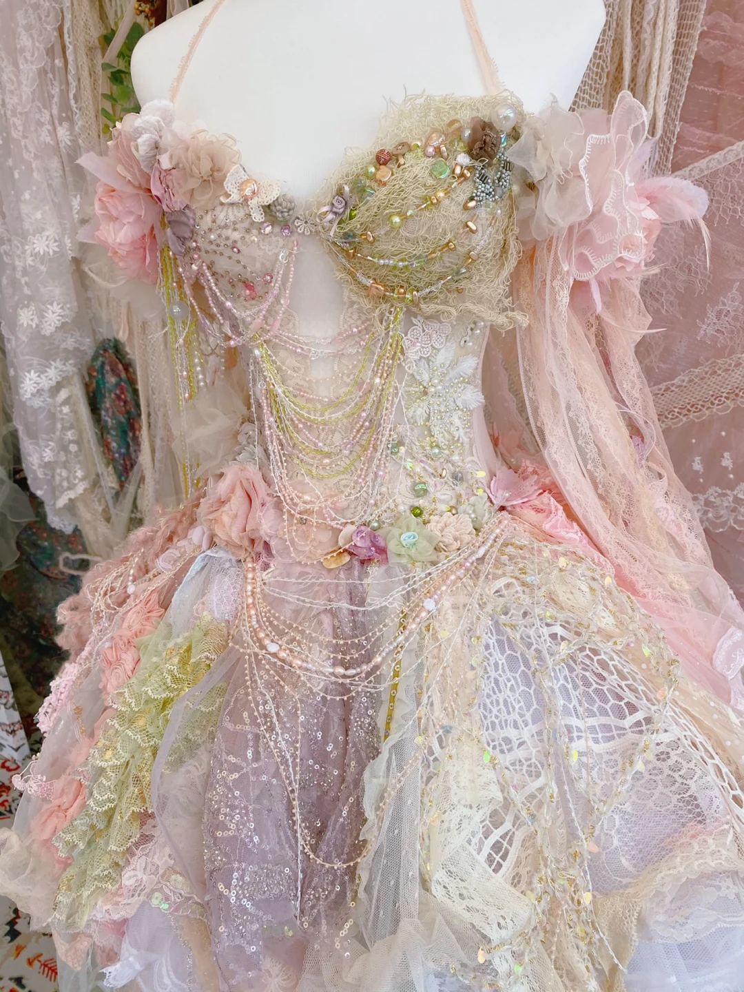 Dreamy Multi-color A Line Halter Floral Lace Tulle Short Homecoming Dress DP3761