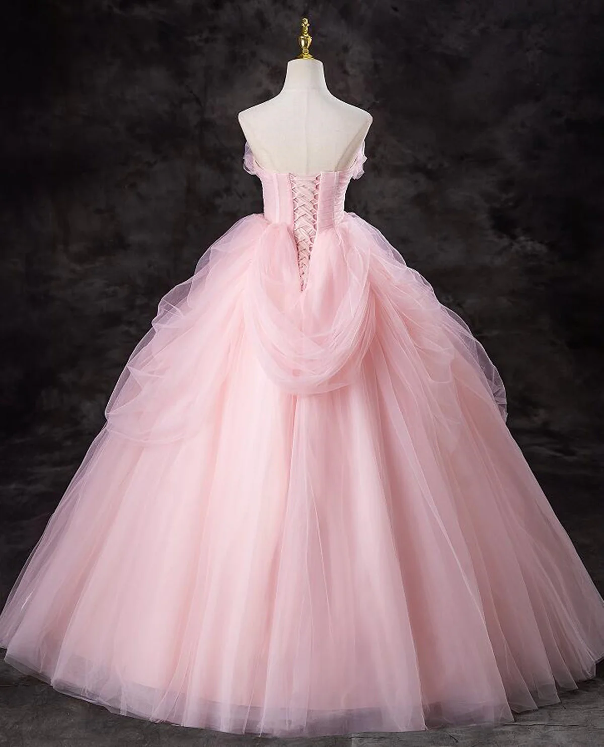 Pink Tulle Long Party Dress Evening Dress,Sweet 16 Dress DP290