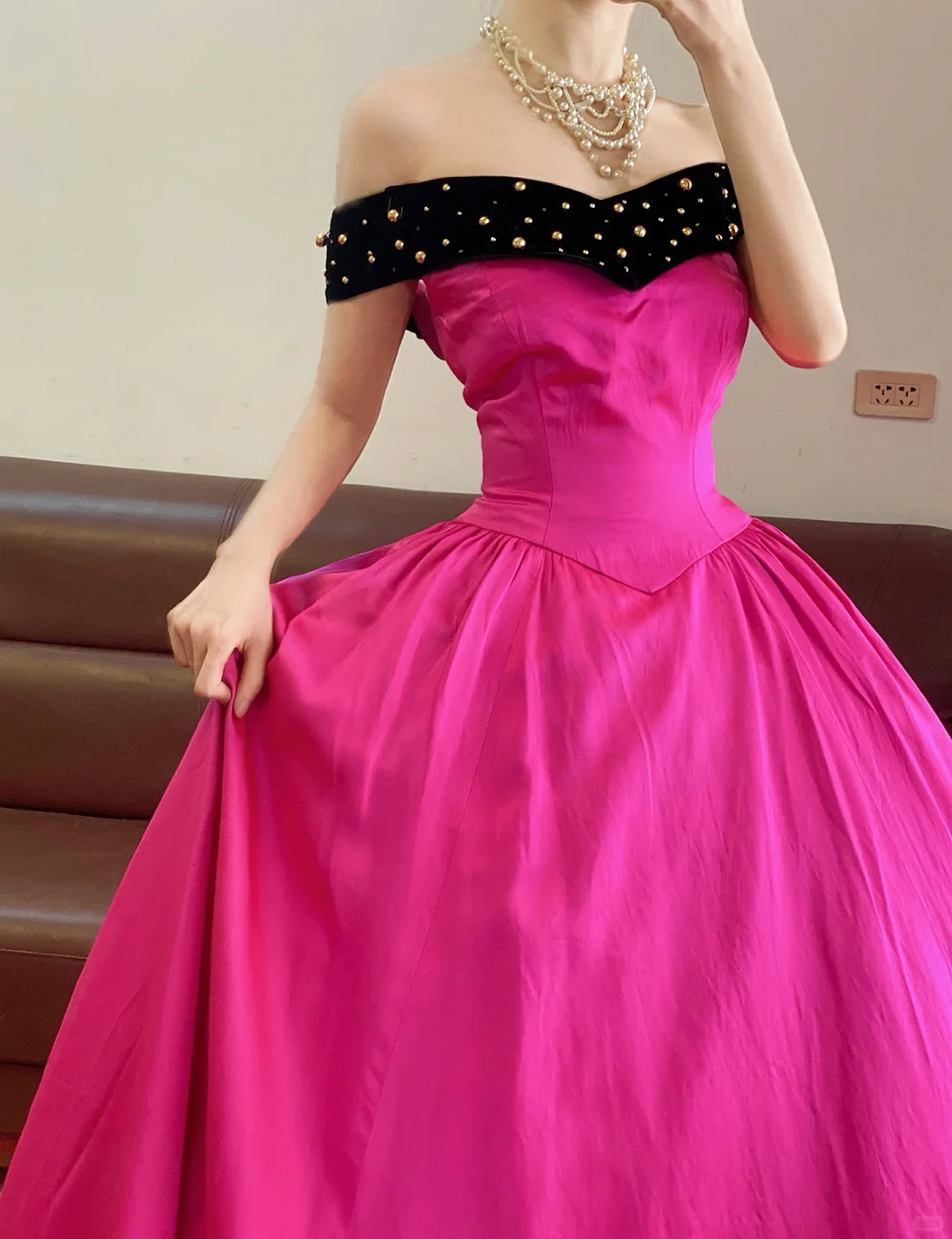 Pink Ball Gown Off the Shoulder Beaded Satin 16th Birthday Dress Party Dress Quinceanera Dress DP4090