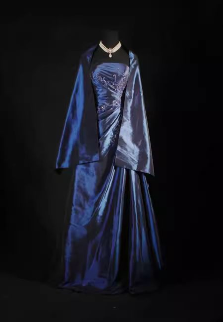 Vintage Ball Gown Strapless Navy Blue Satin Long Prom Dresses Party Dress DP3246