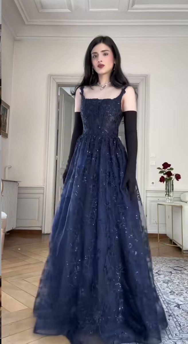Elegant A Line Spaghetti Strap Appliques Tulle Prom Dress 16th Birthday Dress DP3473