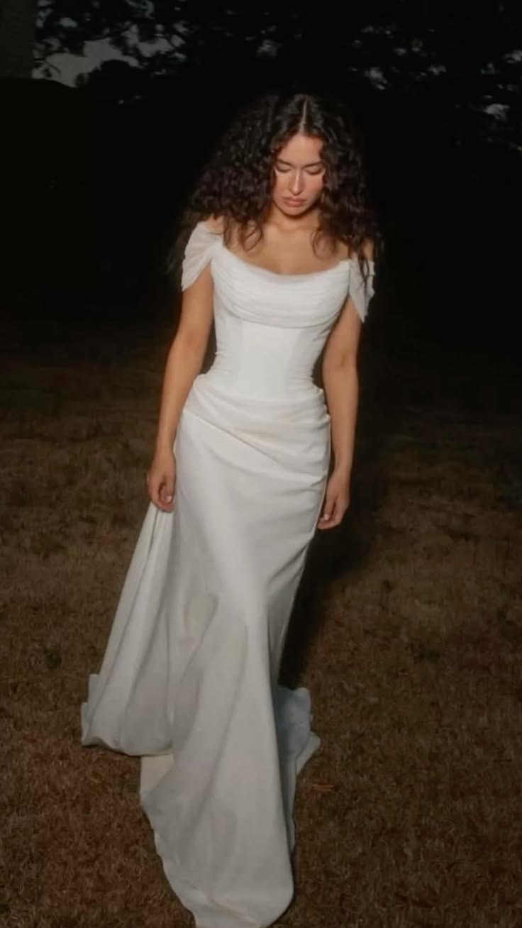 Ethereal White A Line Off the Shoulder Chiffon Prom Dress Evening Dress DP6709