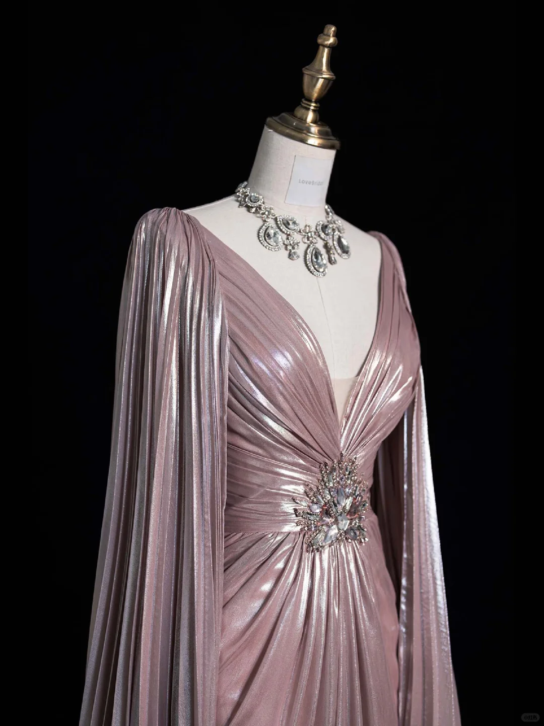 Elegant A Line V Neck Beaded Pink Satin Long Prom Dress Graduation Prom Dress DP2143