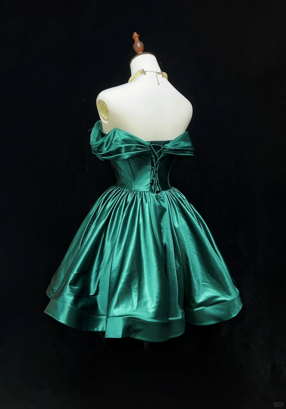 Anna Princess A Line Off the Shoulder Green Satin Short Homecoming Dress Cocktail Dress DP2607