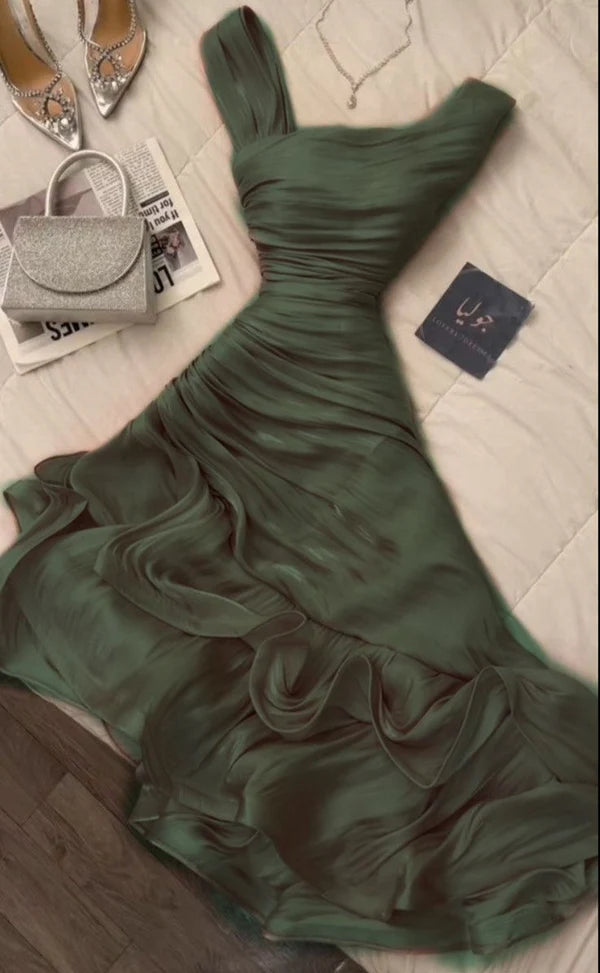 Green Irregular Length Evening Cocktail Dresses Homecoming Dresses DP7547