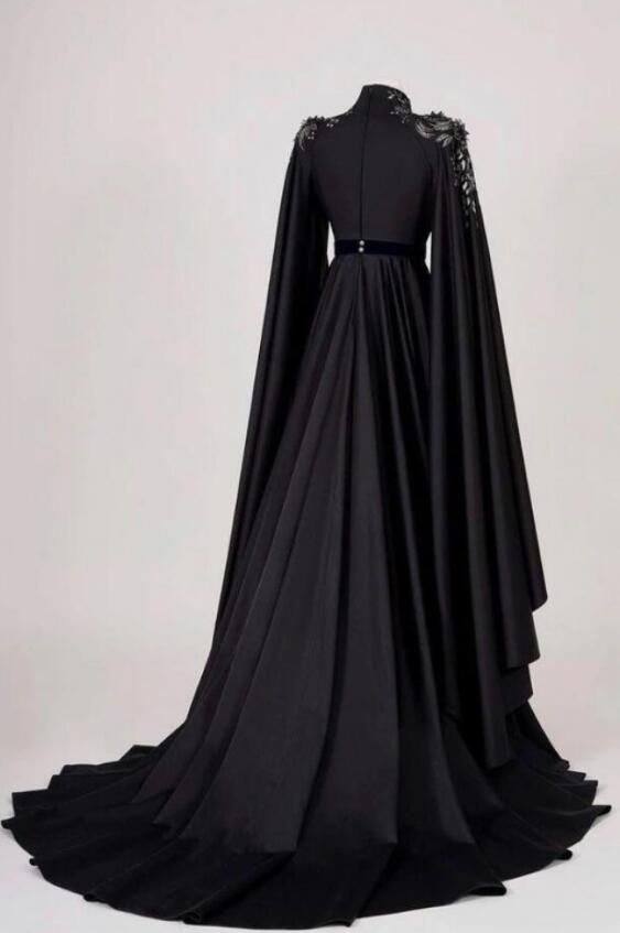 Gorgeous Satin Beaded Appliques Evening Dress Long Prom Dress DP510