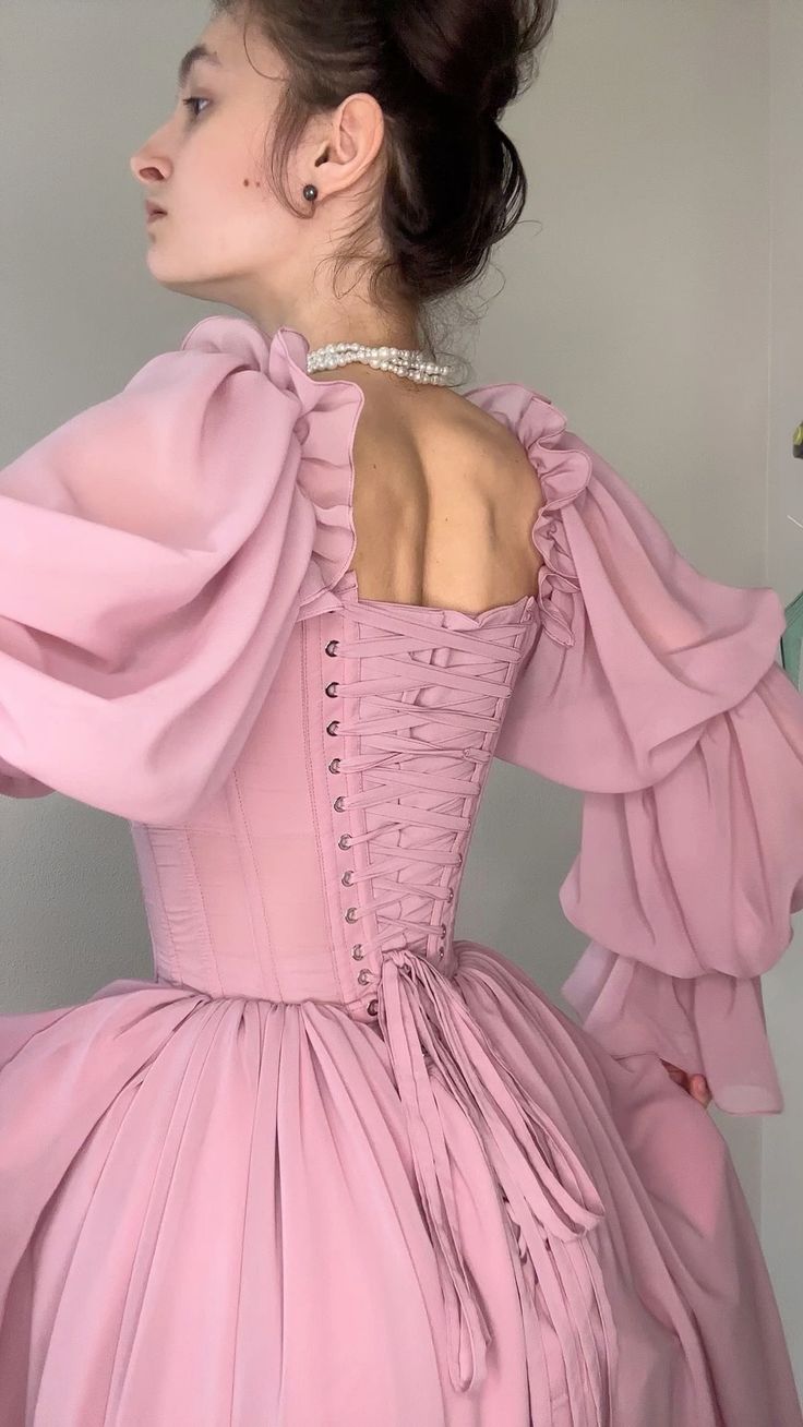 Purple A Line Long Sleeve Corset Chiffon Long Party Dress Outfits Dress DP2630