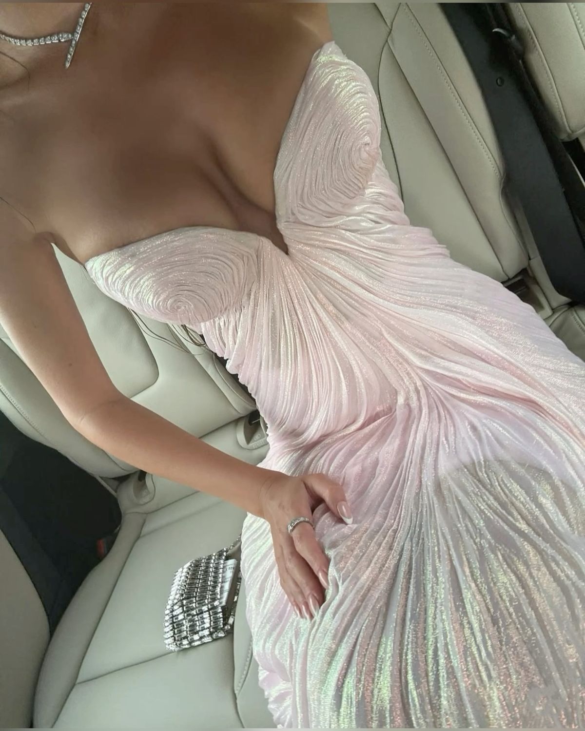 Unique A Line Sweetheart Neck Pleated Pink Sequin Prom Dress Vacation Dress DP4041