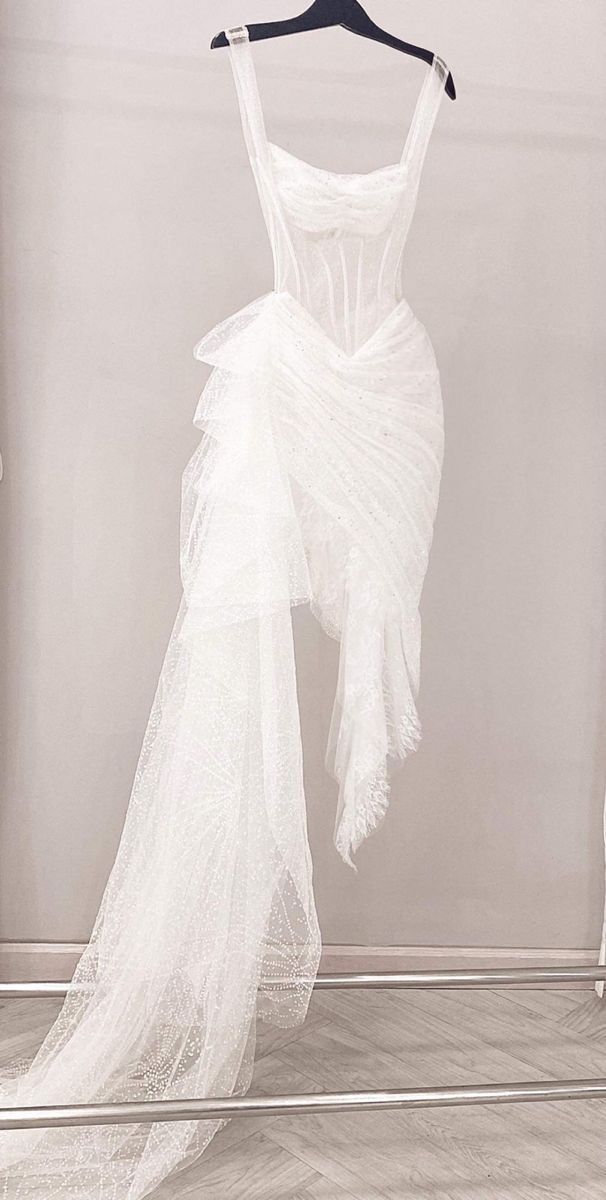 Sexy White High Low Straps Lace Prom Dresses 18th Birthday Outfit DP3881