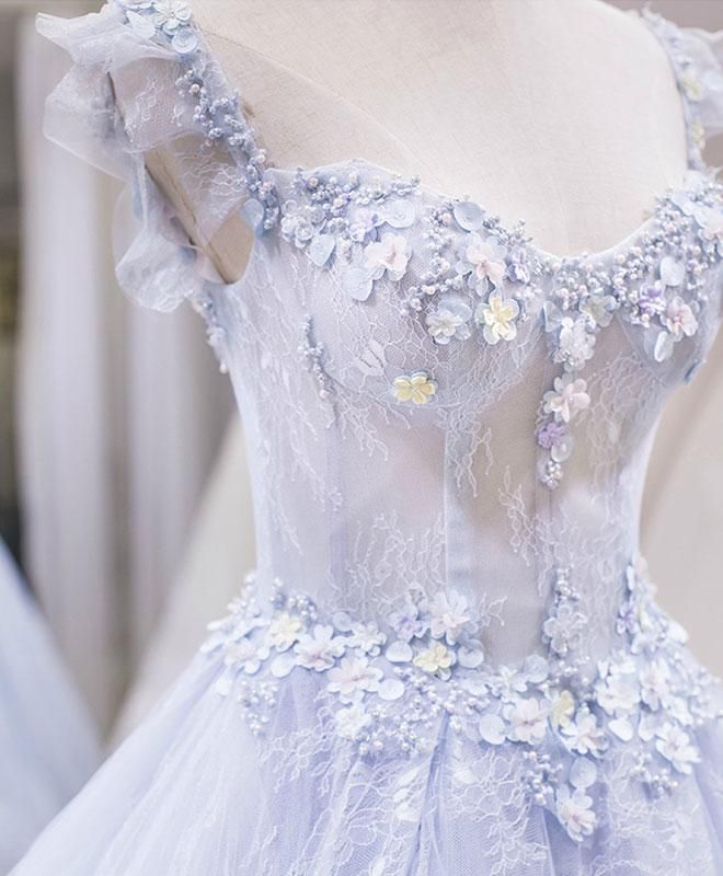Elegant Light Purple Tulle Lace Long Prom Dress Evening Dress DP1219