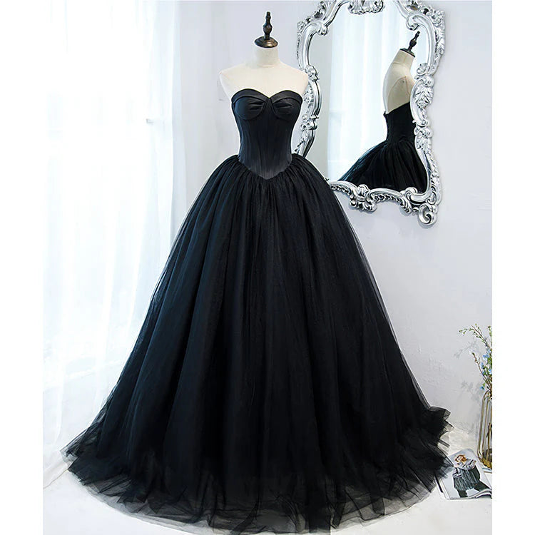 A Line Sweetheart Tulle Long Prom Dresses Ball Gown DP864