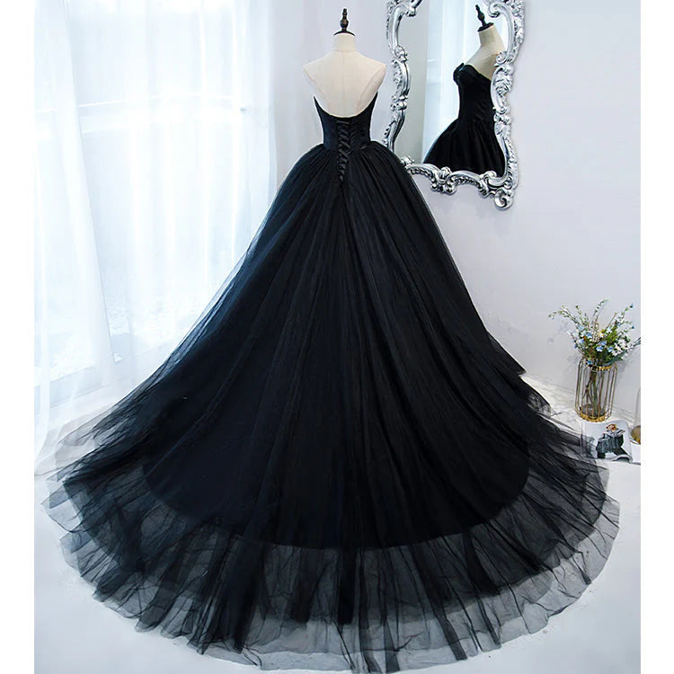 A Line Sweetheart Tulle Long Prom Dresses Ball Gown DP864