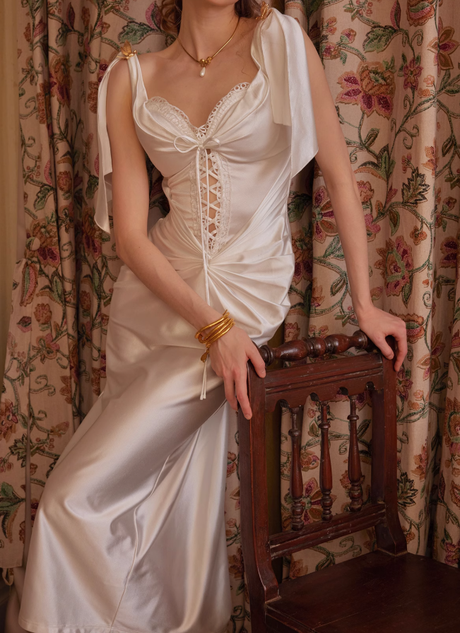 White Elegant Sheath Strap Pleated Satin Prom Dress Birthday Dress Formal Dress DP3219