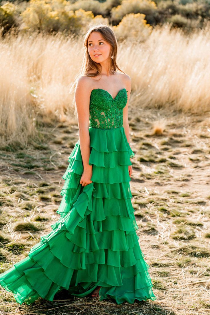 Cute A Line Sweetheart Neck Tiered Pink Lace Chiffon Prom Dress Evening Dress with Slit DP2171