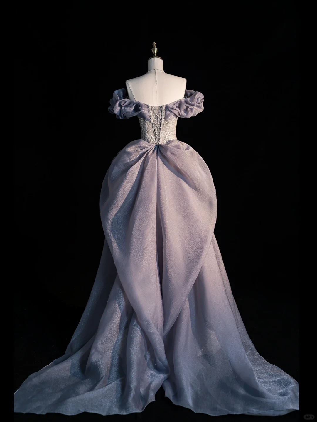 Stunning A Line Off the Shoulder White Sequin Purple Tulle Long Prom Dress Graduation Prom Dress DP2214