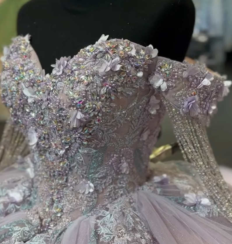 Gorgeous Pink Off the Shoulder Corset Sequin Tulle Ball Gown Sweet 16 Dress Quinceanera Dress DP1840