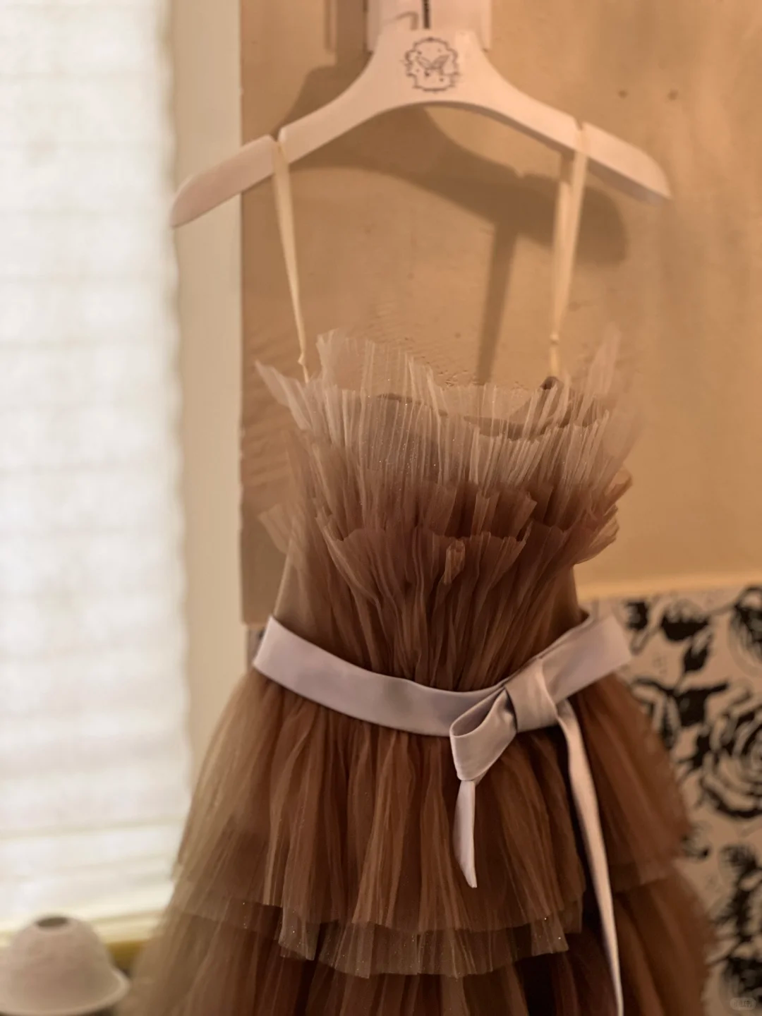 Unique Brown Grey Ombre A Line Strapless Layered Tulle Long Prom Dress Formal Dress DP3328