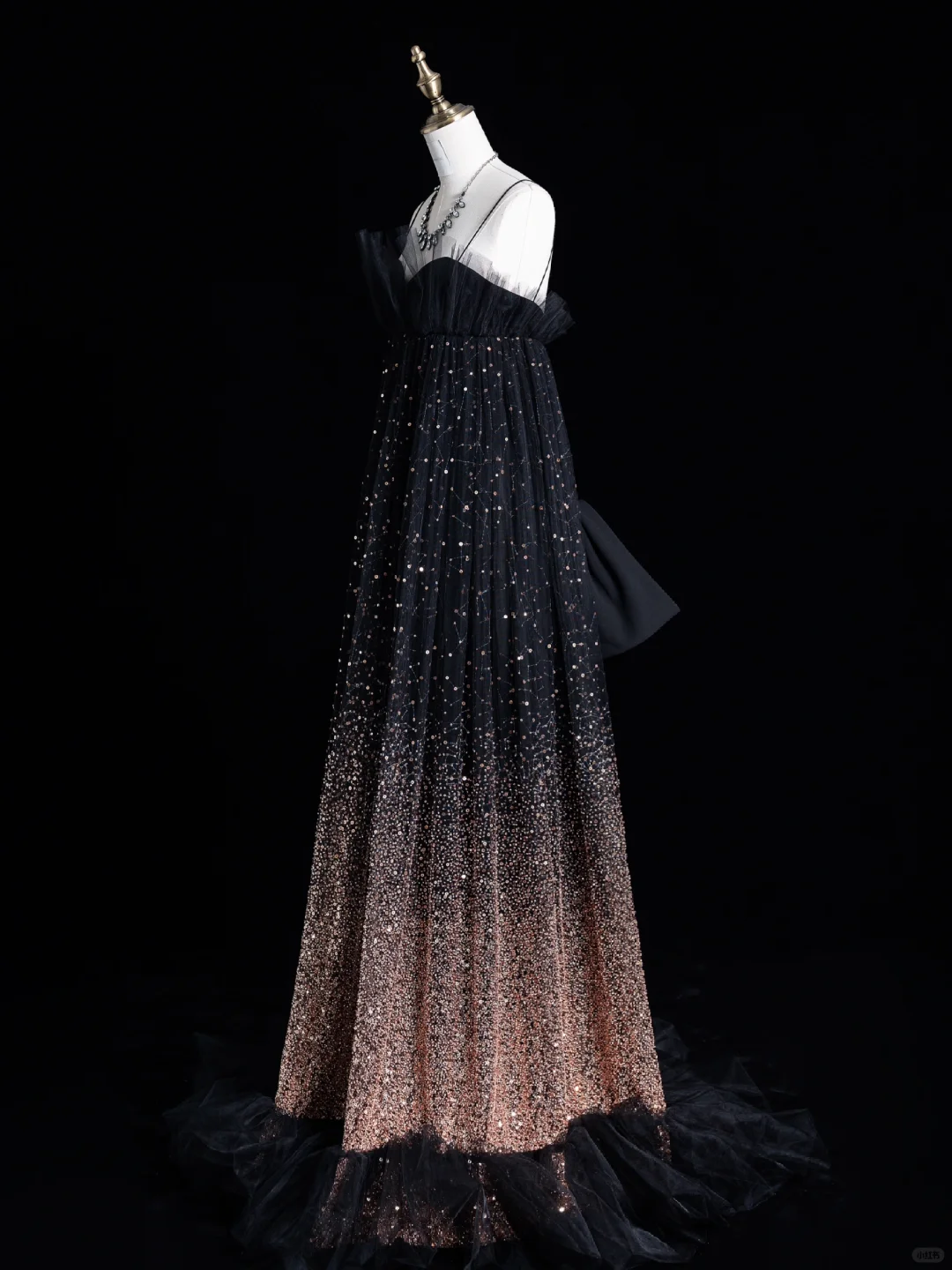 Cute A Line Spaghetti Strap Sequin Tulle Long Open Back Prom Dress Evening Dress DP2087