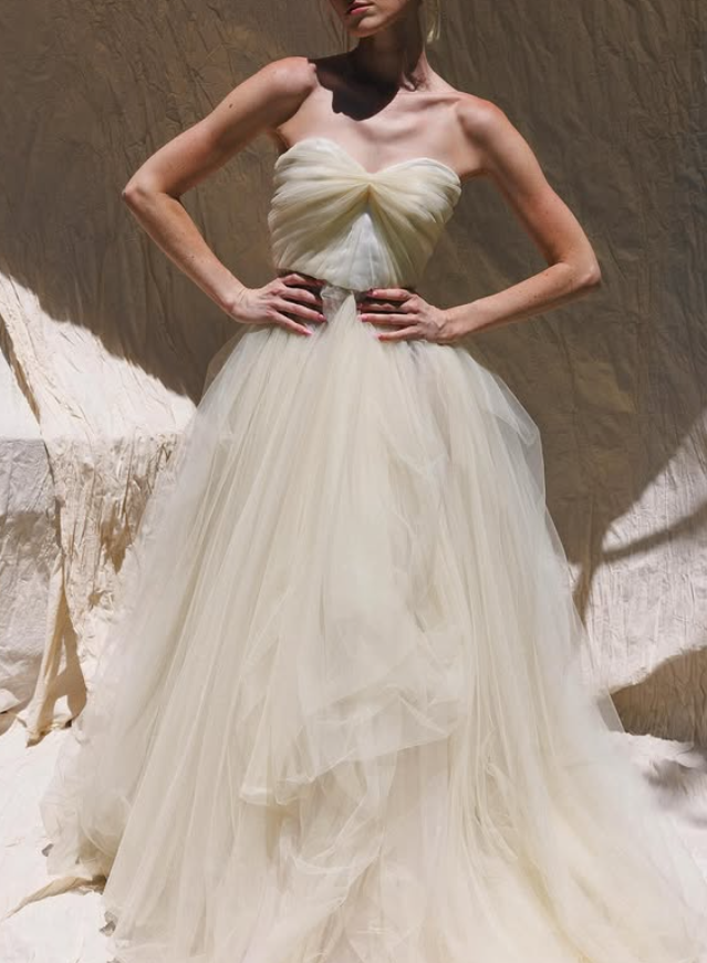 Light Apricot A Line Strapless Tulle Long Prom Dress Party Dress DP3777