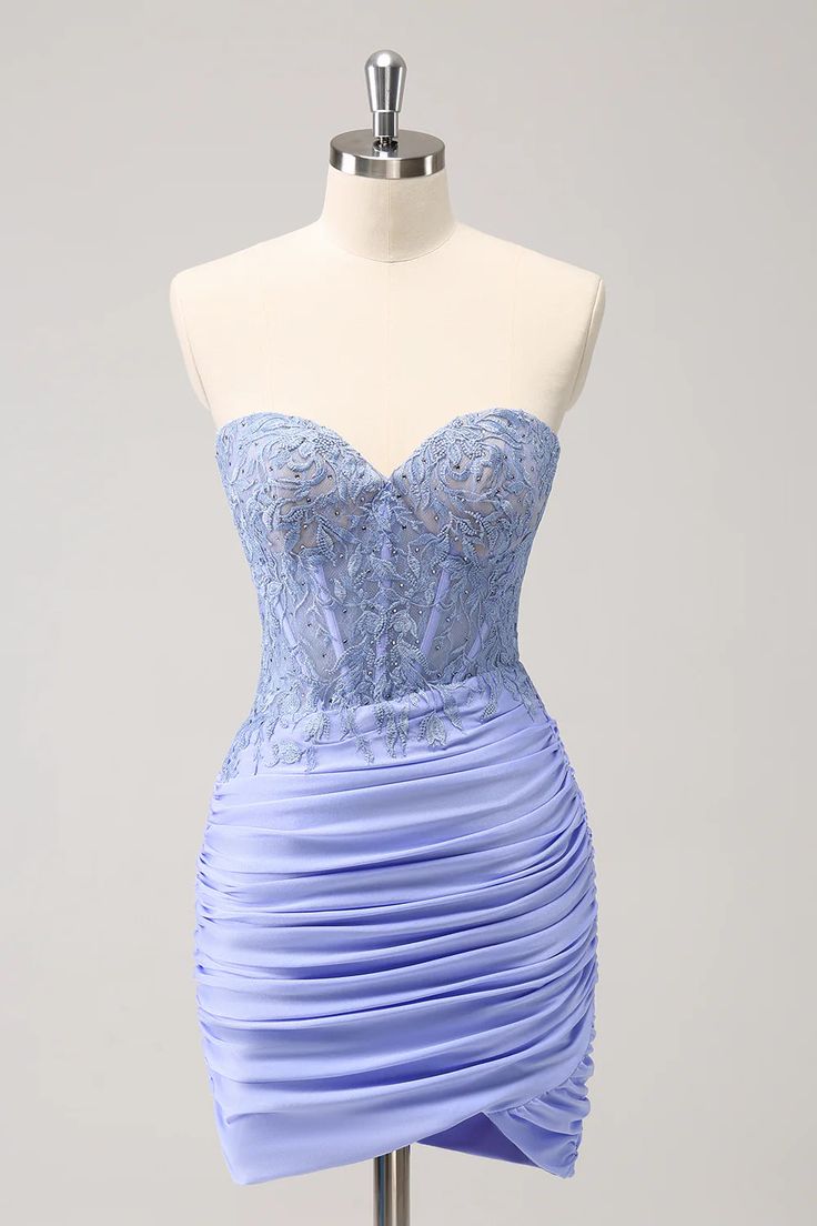 Sexy Sheath Sweetheart Satin Short Prom Dresses with Beading DP754