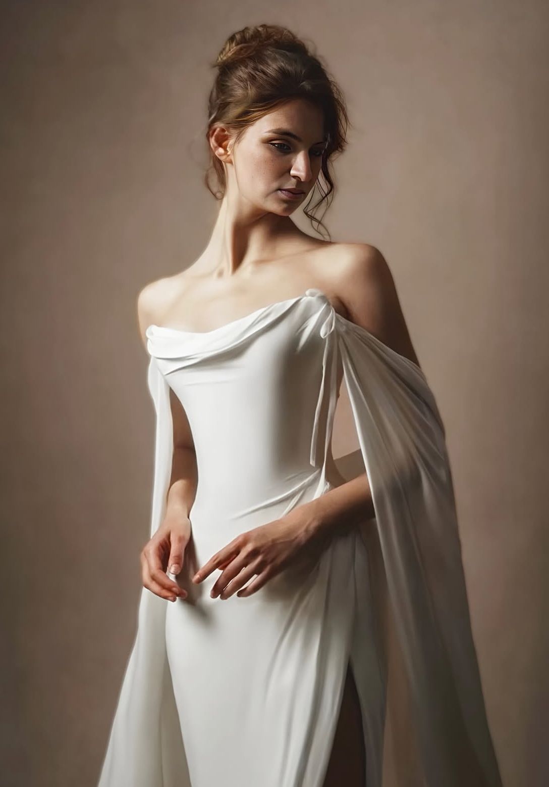 Elegant Mermaid Off the Shoulder White Chiffon Satin Long Prom Dress Party Dresses DP3661