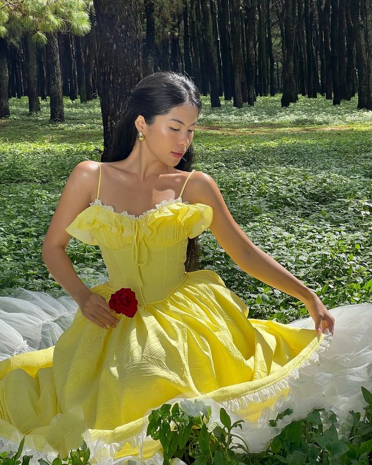 Fairy A Line Spaghetti Straps Yellow Satin Long Prom Dress Evening Dress DP1278