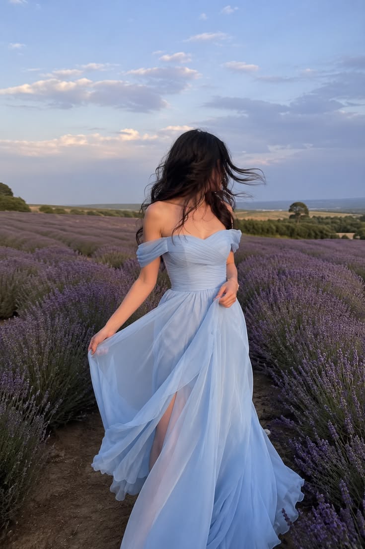 Ethereal Baby Blue A Line Chiffon Slit Prom Dress Graduation Prom Dress DP6651