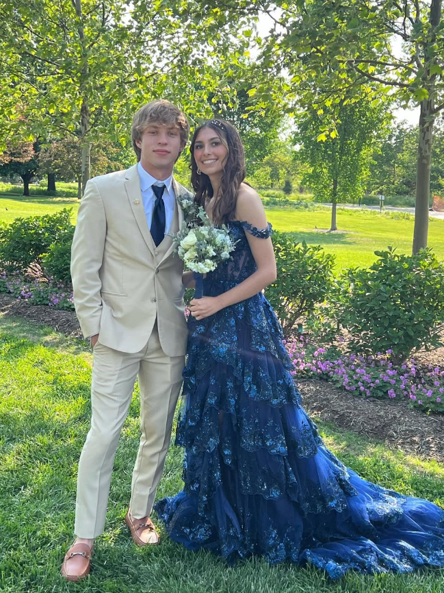 Navy Blue A Line Strap Exquisite Sequin Layered Tulle Prom Dress Evening Dress Date Dress DP3468