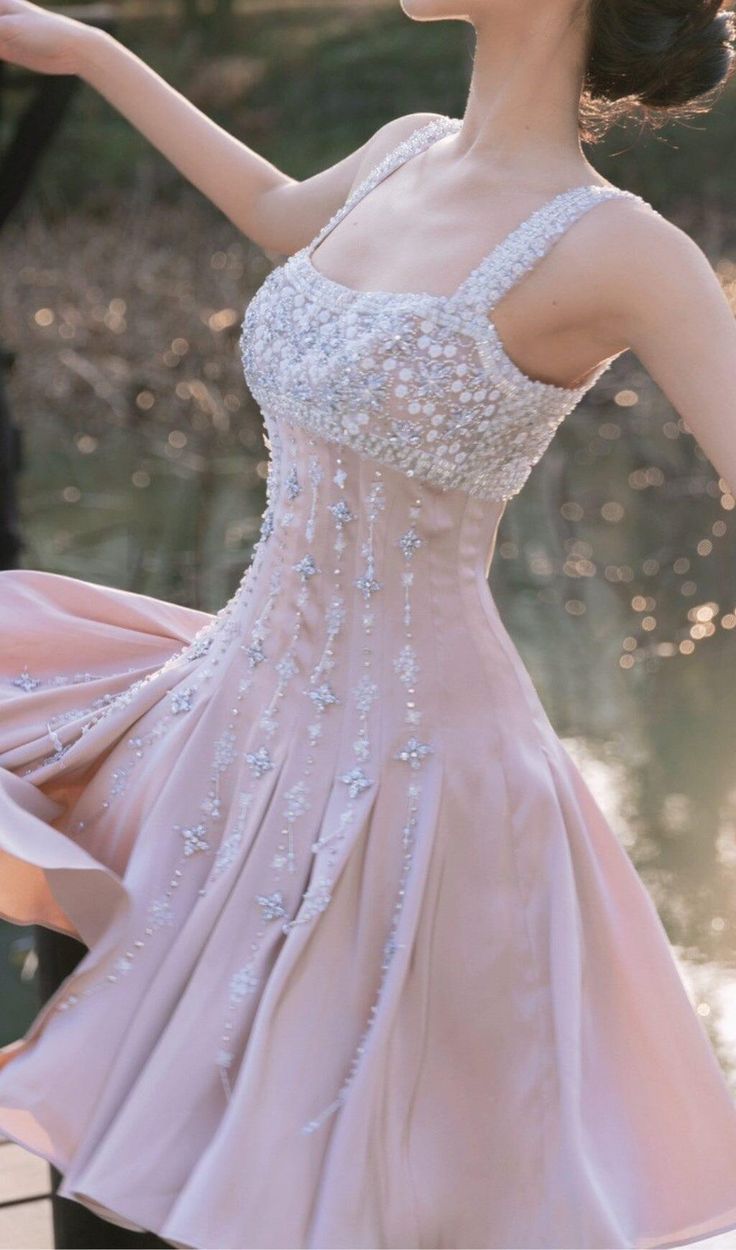 Gorgeous A Line Straps Beaded Rhinestone Pink Satin Short Homecoming Dress Birthday Dress DP2385