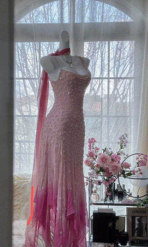 Gentle Mermaid Strap Beaded Pink Ombre Chiffon Long Prom Dress Graduation Prom Dress DP2224