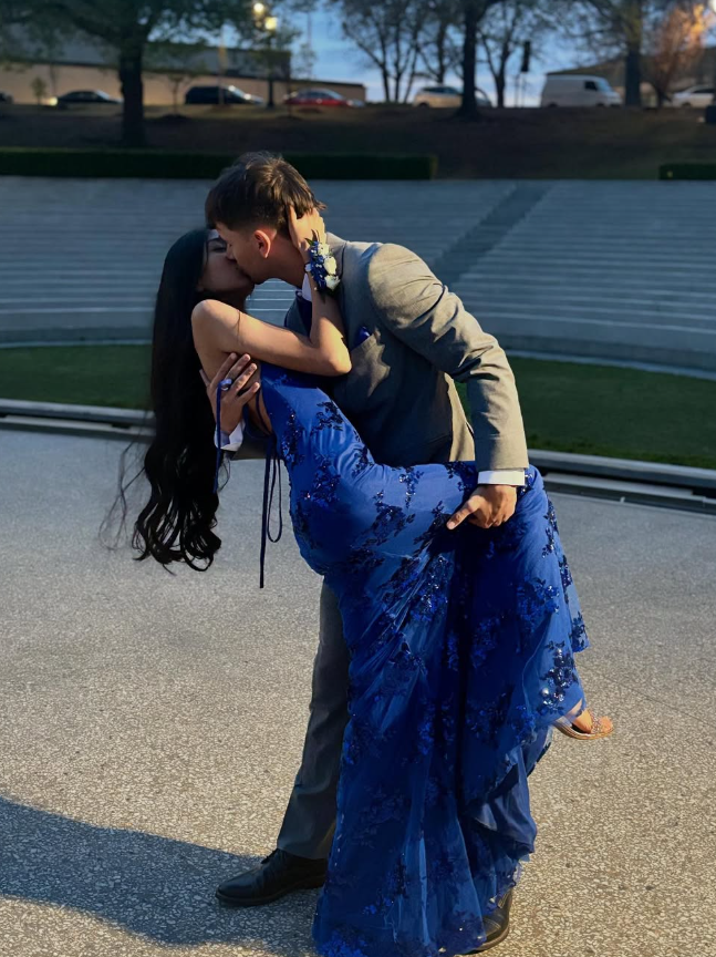 Bright Blue Mermaid Spaghetti Strap Sequin Tulle Satin Prom Dress Evening Dress Date Dress DP3470